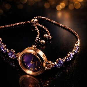 Elegant Purple and Gold Women's Watch